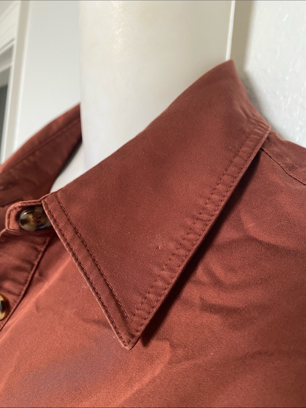 Antonio Melani Roxanne Button-Front Shirt Midi Dress in Brown Rust Waist Tie 2 - Picture 6 of 11